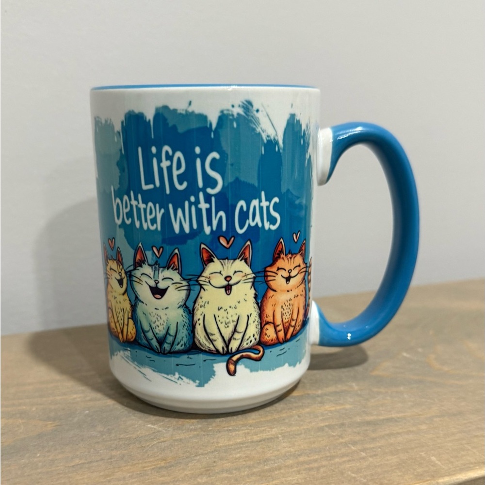 Ceramic Mug - Life is Better with Cats - 15oz - Picture 2 of 2